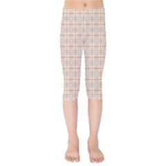 Portuguese Vibes - Brown and white geometric plaids Kids  Capri Leggings 