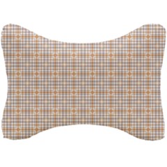 Portuguese Vibes - Brown and white geometric plaids Seat Head Rest Cushion