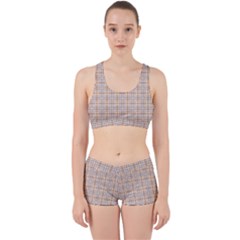 Portuguese Vibes - Brown and white geometric plaids Work It Out Gym Set