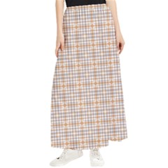 Portuguese Vibes - Brown and white geometric plaids Maxi Chiffon Skirt