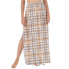 Portuguese Vibes - Brown and white geometric plaids Maxi Chiffon Tie-Up Sarong