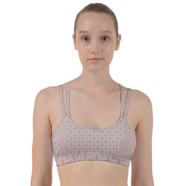 Portuguese Vibes - Brown and white geometric plaids Line Them Up Sports Bra