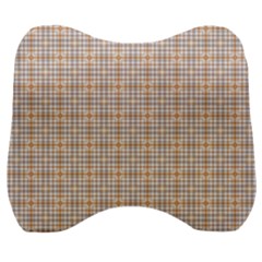 Portuguese Vibes - Brown and white geometric plaids Velour Head Support Cushion