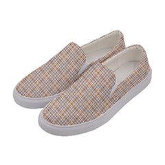Portuguese Vibes - Brown and white geometric plaids Women s Canvas Slip Ons