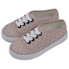 Portuguese Vibes - Brown and white geometric plaids Kids  Classic Low Top Sneakers