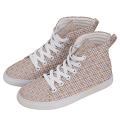 Portuguese Vibes - Brown and white geometric plaids Women s Hi-Top Skate Sneakers