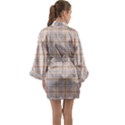 Portuguese Vibes - Brown and white geometric plaids Long Sleeve Satin Kimono View2