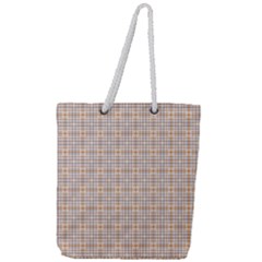 Portuguese Vibes - Brown and white geometric plaids Full Print Rope Handle Tote (Large)
