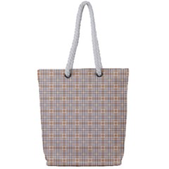 Portuguese Vibes - Brown and white geometric plaids Full Print Rope Handle Tote (Small)
