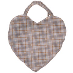 Portuguese Vibes - Brown and white geometric plaids Giant Heart Shaped Tote