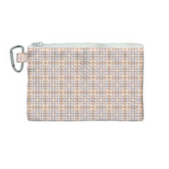 Portuguese Vibes - Brown and white geometric plaids Canvas Cosmetic Bag (Medium)