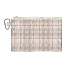 Portuguese Vibes - Brown and white geometric plaids Canvas Cosmetic Bag (Large)