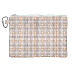 Portuguese Vibes - Brown and white geometric plaids Canvas Cosmetic Bag (XL)