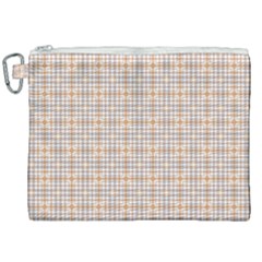 Portuguese Vibes - Brown and white geometric plaids Canvas Cosmetic Bag (XXL)