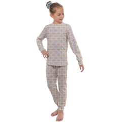 Portuguese Vibes - Brown And White Geometric Plaids Kids  Long Sleeve Set  by ConteMonfrey