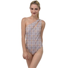 Portuguese Vibes - Brown and white geometric plaids To One Side Swimsuit