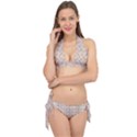 Portuguese Vibes - Brown and white geometric plaids Tie It Up Bikini Set View1