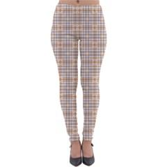 Portuguese Vibes - Brown and white geometric plaids Lightweight Velour Leggings