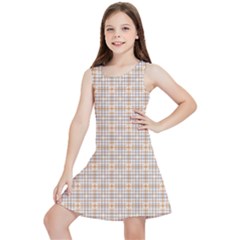 Portuguese Vibes - Brown and white geometric plaids Kids  Lightweight Sleeveless Dress