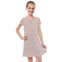 Portuguese Vibes - Brown and white geometric plaids Kids  Cross Web Dress