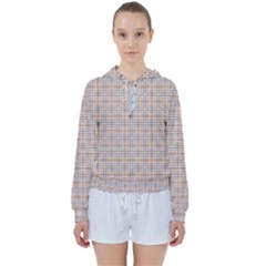 Portuguese Vibes - Brown And White Geometric Plaids Women s Tie Up Sweat