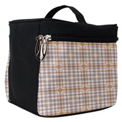 Portuguese Vibes - Brown and white geometric plaids Make Up Travel Bag (Small)