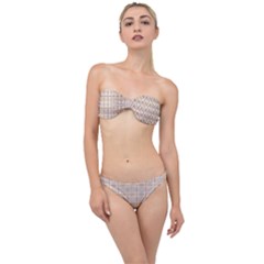 Portuguese Vibes - Brown and white geometric plaids Classic Bandeau Bikini Set