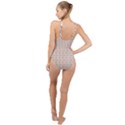 Portuguese Vibes - Brown and white geometric plaids High Neck One Piece Swimsuit View2