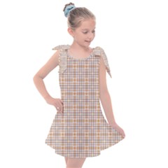 Portuguese Vibes - Brown and white geometric plaids Kids  Tie Up Tunic Dress