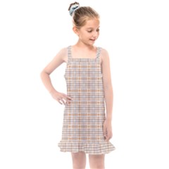 Portuguese Vibes - Brown and white geometric plaids Kids  Overall Dress