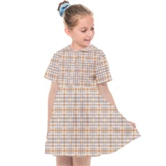 Portuguese Vibes - Brown and white geometric plaids Kids  Sailor Dress