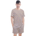 Portuguese Vibes - Brown and white geometric plaids Men s Mesh Tee and Shorts Set View1
