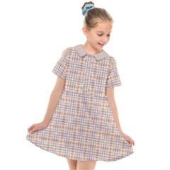 Portuguese Vibes - Brown and white geometric plaids Kids  Short Sleeve Shirt Dress