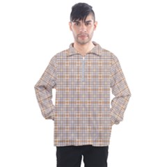 Portuguese Vibes - Brown and white geometric plaids Men s Half Zip Pullover
