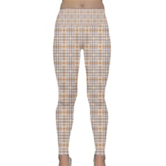 Portuguese Vibes - Brown and white geometric plaids Lightweight Velour Classic Yoga Leggings