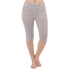 Portuguese Vibes - Brown and white geometric plaids Lightweight Velour Cropped Yoga Leggings