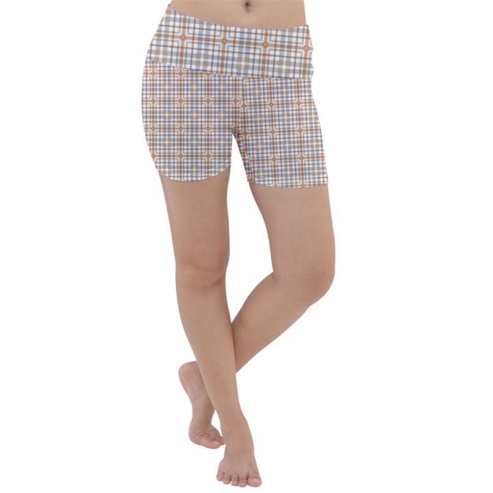 Portuguese Vibes - Brown and white geometric plaids Lightweight Velour Yoga Shorts