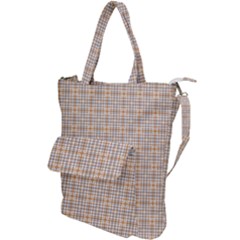 Portuguese Vibes - Brown and white geometric plaids Shoulder Tote Bag