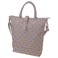 Portuguese Vibes - Brown and white geometric plaids Buckle Top Tote Bag