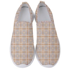 Portuguese Vibes - Brown and white geometric plaids Men s Slip On Sneakers