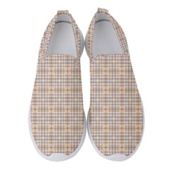 Portuguese Vibes - Brown and white geometric plaids Women s Slip On Sneakers