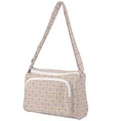Portuguese Vibes - Brown and white geometric plaids Front Pocket Crossbody Bag