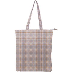 Portuguese Vibes - Brown and white geometric plaids Double Zip Up Tote Bag