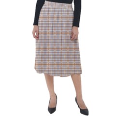 Portuguese Vibes - Brown And White Geometric Plaids Classic Velour Midi Skirt  by ConteMonfrey