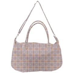 Portuguese Vibes - Brown and white geometric plaids Removal Strap Handbag