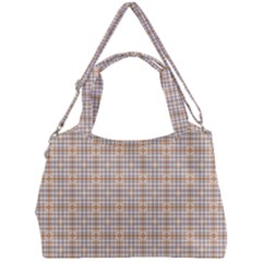 Portuguese Vibes - Brown and white geometric plaids Double Compartment Shoulder Bag