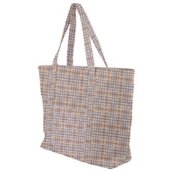 Portuguese Vibes - Brown and white geometric plaids Zip Up Canvas Bag