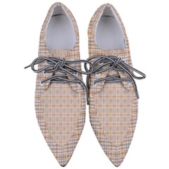 Portuguese Vibes - Brown and white geometric plaids Pointed Oxford Shoes