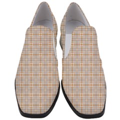 Portuguese Vibes - Brown and white geometric plaids Women Slip On Heel Loafers