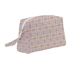 Portuguese Vibes - Brown and white geometric plaids Wristlet Pouch Bag (Medium)